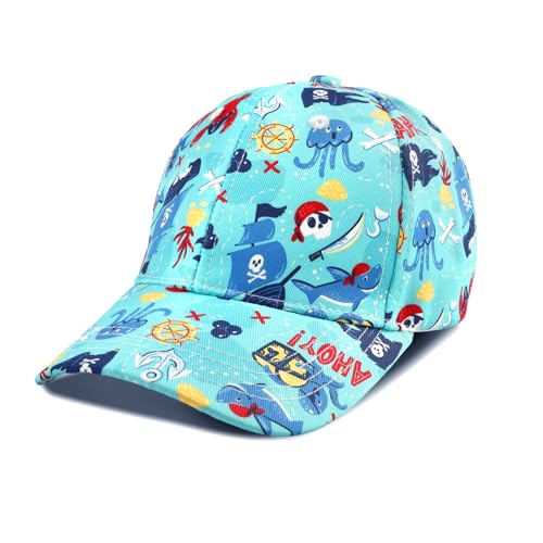 QKURT Casquette de Baseball pour Enfants, Chapeau de Soleil d'Été, Casquette de Sport avec Protection UV, Chapeau de Trucker Réglable avec Motif de Pirate...