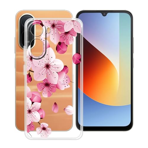 YQINHHME Phone Case for Redmi A7 Pro 4G (6.88"), Clear TPU Soft Silicone Cover [Ultra-Thin X Anti Yellow] Shockproof Anti-Drop Protective Shell Cover for Redmi A7 Pro 4G - Peach Blossom