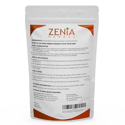 Zenia 100% Pure & Natural Henna Powder (Lawsonia Inermis) | 100 grams (3.5 oz) | Orange-Red Hair Color | Triple Sifted | Fresh from Rajasthan | No Chemicals, No Additives