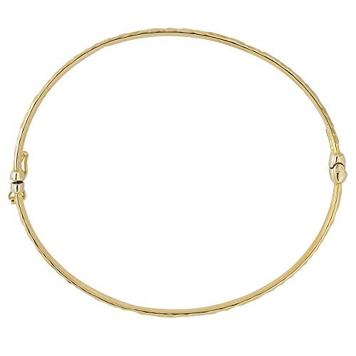 Kooljewelry 14k Yellow Gold 4 mm Hammered Bangle Bracelet2