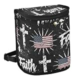 sanluoli 100% Leak-Proof Foldable leather trash can Waterproof & Odor-Free garbage bag for car for Women Men Road Trip Essentials 6L - 4th Of July Faith Flag