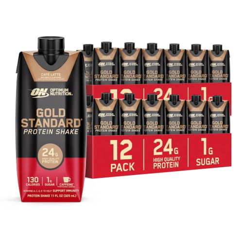 Optimum Nutrition Gold Standard Protein Shake,24g Protein,Ready to Drink-Protein Shakes,Gluten Free,Cafe Latte,11 Fl Oz,(Pack of 24)