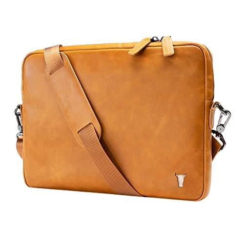 TORRO Bolsa para portátil - Bolso bandolera de piel auténtica compatible con portátil o MacBook...