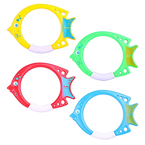 Zhfuys Diving Pool Toy Underwater Swimming Fish Shape Diving Ring,4 Pack #TOP27