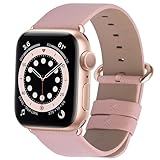 22 Colors for Apple Watch Bands 38mm and 42mm, Fullmosa Yan Calf Leather Replacement Band/Strap for Apple Watch Series 3, iWatch Series 3, Series 2, Series 1, Sport 2015 2016 2017, 38mm Soft Pink-RGD