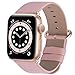 Fullmosa Compatible Apple Watch Band 44mm 42mm 40mm 38mm Calf Leather Smart Watch Band Replacemen,44mm 42mm Soft Pink + Rose Gold Buckle