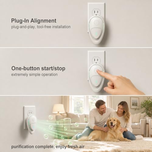 Image of Jandcase Plug In Air Ionizers Negative Ion Technology Plug-In Air Purifier | Small Air Ionizers for Home Bedroom, Portable Quiet Odor Reducer for Pets, Smoke, Dust, Air Cleaner White