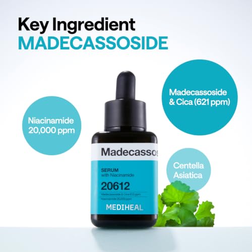Image of MEDIHEAL Madecassoside Repair Serum, Korean Face Serum with Centella Asiatica & Niacinamide for Blemish Repair, Fades Pigmentation, Dark Spot & Freckles, Soothing Hydrating Skin Barrier Repair Serum (40ml)