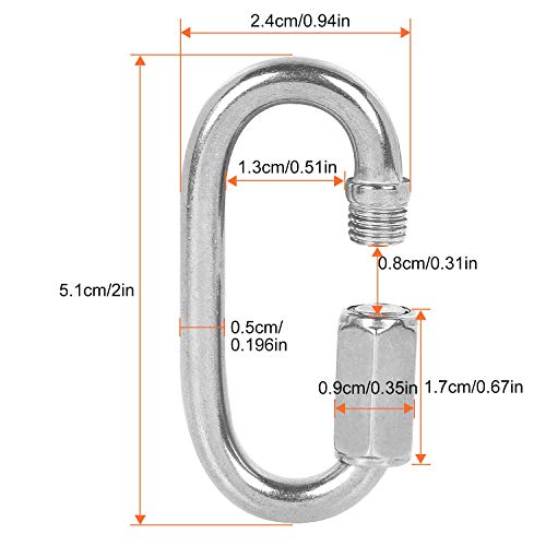 20Pack Quick Link 3/16”, Stainless Steel Chain Link, 330Lbs Load Oval Locking Carabiner Keychain Connector, Small Threaded Quick Chain Clip For Pet, Backpacks, Key Ring, Dog Leash, Water Bottles #TOP1
