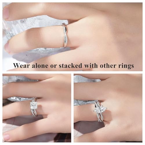 Blocaci 0.25 Carat(ctw) Moissanite Wedding Band Stackable Rings for Women Twisted Infinity Eternity Bands 925 Sterling Silver 10K 14K 18K Gold Promise Ring3