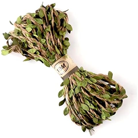 PAITOK Artificial Vine Leaves Ribbon with Jute Twine Cover
