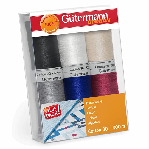 Gutermann hilo de algodón natural multicolor 6 x 300 m miniatura 1