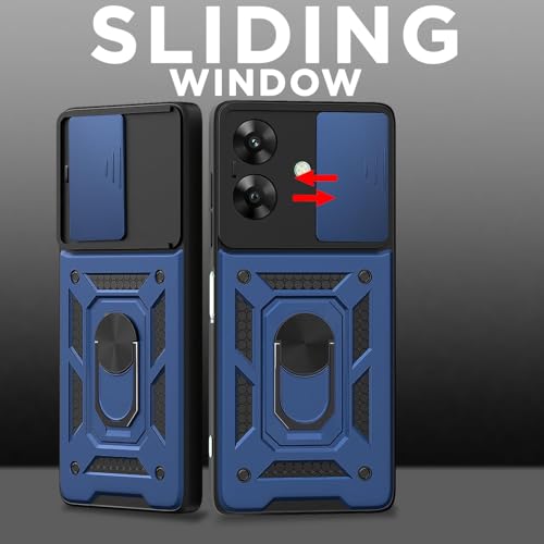 Image of Pikkme Back Cover for Realme Narzo N61 / Realme C61 4G | Sliding Camera Shield with Ring Stand | D10 Full Camera Protection Bumper Case (Blue)