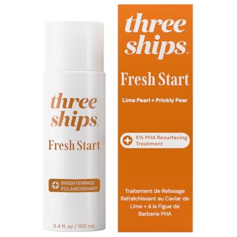Three Ships Fresh Start Lime Pearl + Prickly Pear 5% PHA Resurfacing Treatment- Gently Exfolitating Toner, Smoothes Texture, Brightens Skin (3.4floz) Cover
