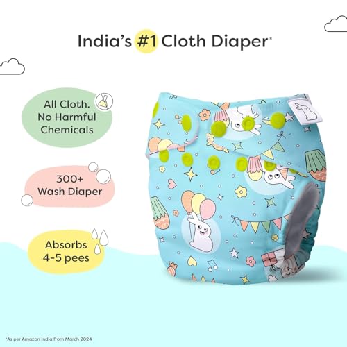 Image of SuperBottoms Freesize UNO Cloth Diapers for Babies 3M - 3Y l With DryFeel Magic Pad l Washable & Reusable Diaper l Absorbs 4-5 pees
