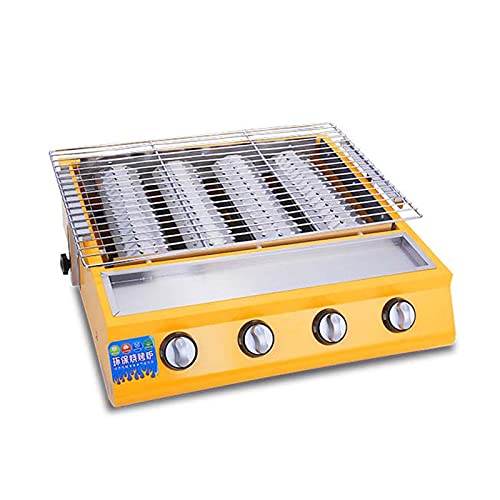 Barbecue à gaz GPL en acier inoxydable jaune portable 4 brûleurs