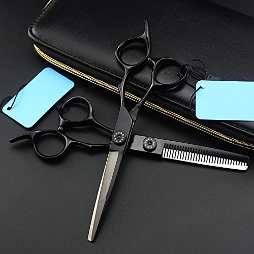 Ciseaux de coupe de cheveux en acier japonais 440C noir de 6 pouces