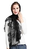 Leimandy Wedding Lace Veil Headcovering Floral Scarf Lace Shawl S08 (Black)