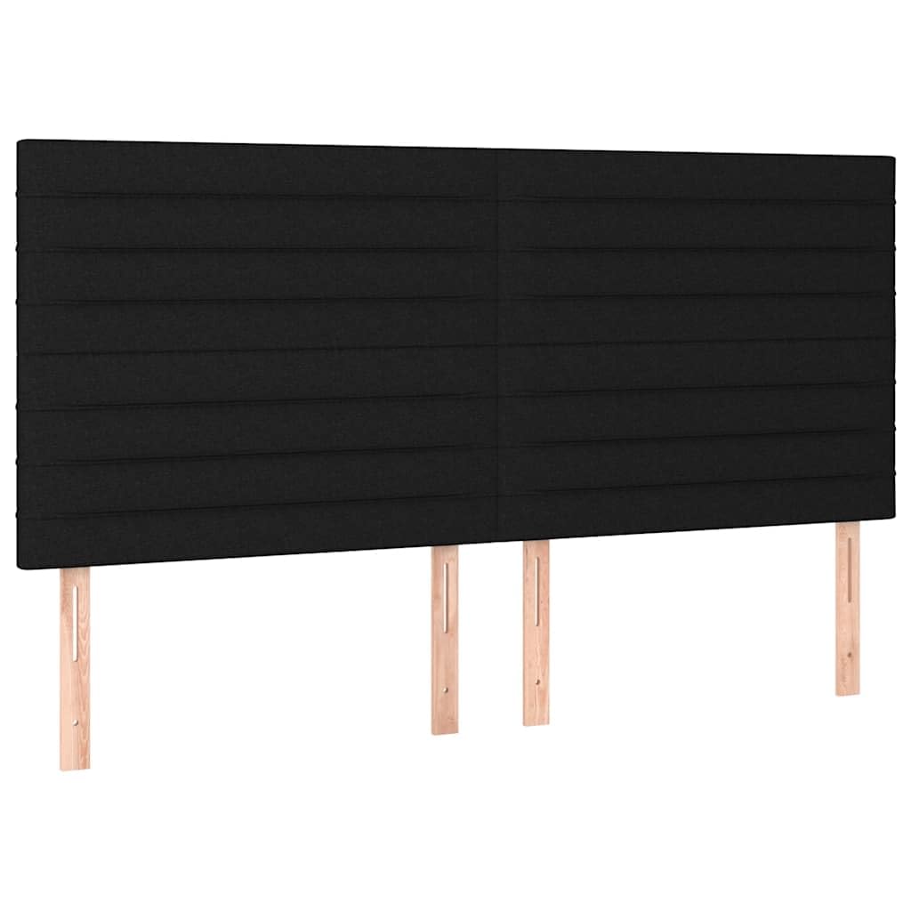 tkanina diodami LED regulowanym zagłówkiem czarny 200x200cm | Łóżko kontynentalne z materacem czarne 200x200 cm tkanina z LED i regulowanym zagłówkiem do sypialni