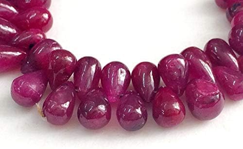 Ruby Plain Teardrop Beads, Ruby Necklace, Ruby Jewelry, Ruby Beads, Genuine Ruby Necklace, 7-11mm, 20 Pcs