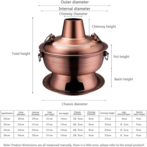 Olla China para Hot Pot de Acero Inoxidable 32 cm Dorada miniatura 2
