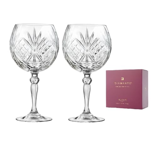 DIAMANTE Gin Copa Glasses Pair - 'Chatsworth' - Gift Box of 2