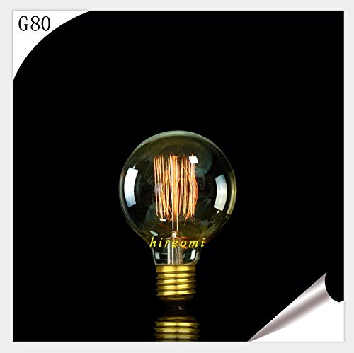 60W G80 E27 Screw Vintage Globe Light Bulb Old Fashioned Edison Style Straight Filament Bulbs Christmas Decoration Lighting Warm White Industry Style