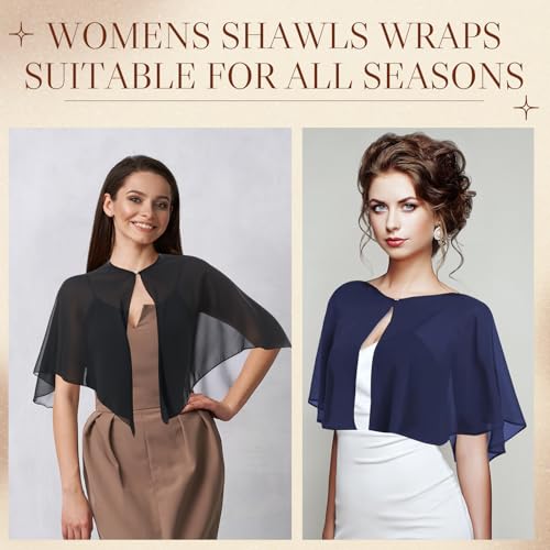 3 Pcs Women's Sheer Cape Soft Chiffon Capes Shawls and Wraps for Evening Dresses Soft Wedding Cape Lightweight Bridesmaid Scarves Flapper Cover up4