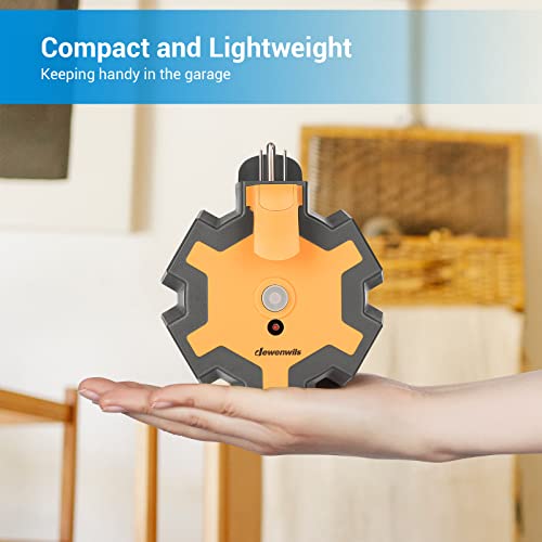 Dewenwils Outdoor Extension Cord Power Adapter, Heavy Duty 5-Outlet Power Hub With Swivel Safety Covers, Widely-Spaced Power Outlet For Workshop, Jobsite, Garage, 15A Circuit Breaker (Orange) #TOP3