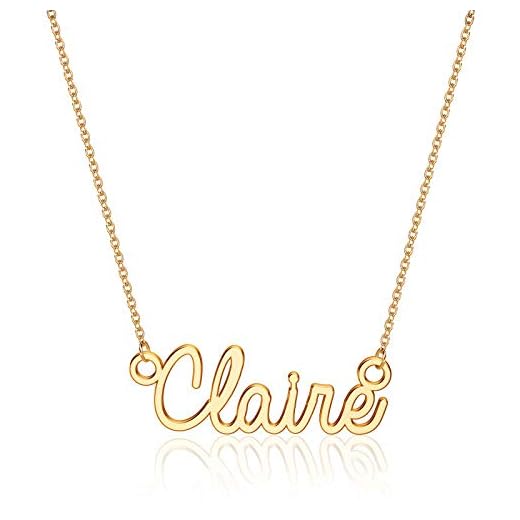 Turandoss Claire Necklace, 14K Gold Plated Name Necklace Claire Jewelry Gifts Gold Claire Name Necklace for Women Jewelry Name Necklace Personalized