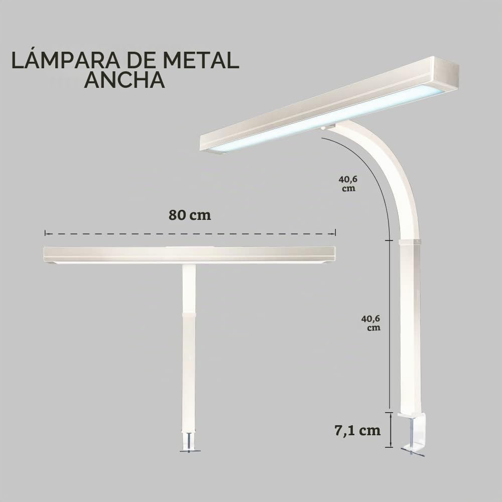 Neatfi (Nuevo Modelo) Lámpara de escritorio LED elegante y moderna con abrazadera, 3.000 lúmenes, 3000K-6500K, luz de monitor regulable con 5 niveles de brillo y 5 modos de luz (80 CM, Blanco)