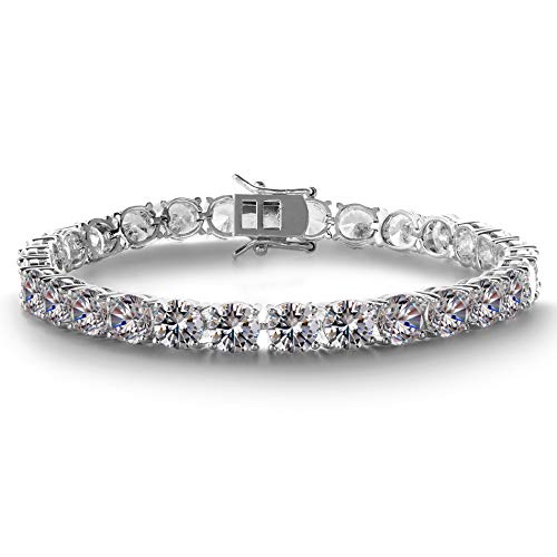 Mia Sarine 7.25 Inch 6mm Cubic Zirconia Tennis Bracelet for Women in Rhodium Plated Brass 6mm White