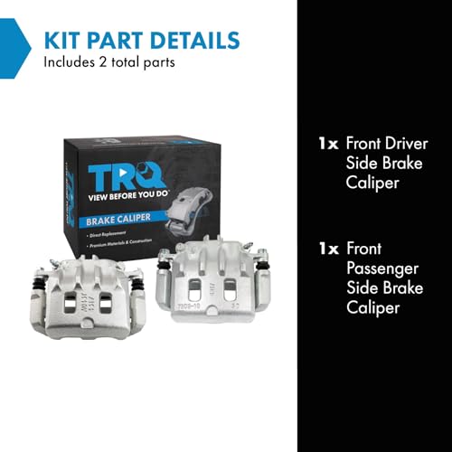 Image of TRQ Front Driver and Passenger Side Brake Caliper Set Caliper Brackets Hardware Compatible with 00-01 Subaru Outback 02 Outback 02 Legacy GT 02 Legacy GT Limited 02-03 Impreza WRX