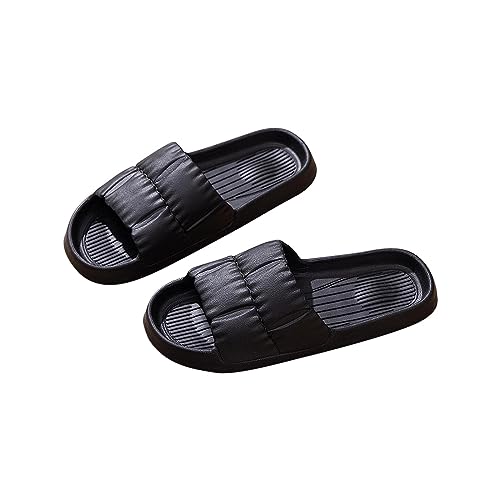 Women's 2025 Ruched Lounge Slipper Solid Open Toe Summer Sandals Anti-Slip Walking Simple Slide Vacation Flats