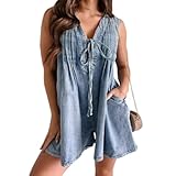 Photo Gallery libiqi tuta estiva da donna con scollo a v, senza maniche, in denim, con tasche (blu, large) Photo Gallery libiqi tuta estiva da donna con scollo a v, senza maniche, in denim, con tasche (blu, large)