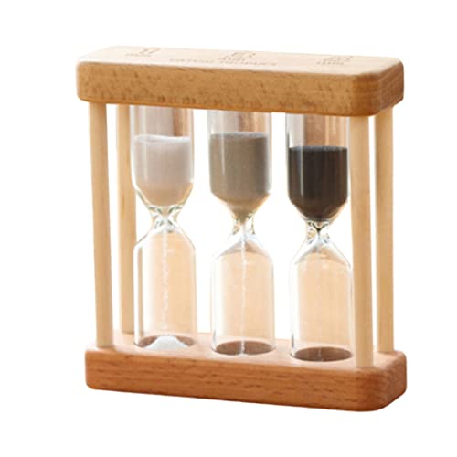 Timer per sabbia in legno 3 in 1 Clessidra Mini orologio a clessidra per lavarsi i denti Stile di cottura2 Orologio a clessidra Set di timer per sabbia per bambini Spazzolino per sabbia