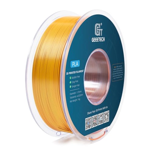 Image of Geeetech 3D Printer Silk PLA Tri-Color Filament, Metal-Like Shiny Silk Filament 1.75mm 1kg (2.2lbs) Spool, Dimensional Accuracy + /- 0.02 mm, Tri-Color Gold Silver Copper