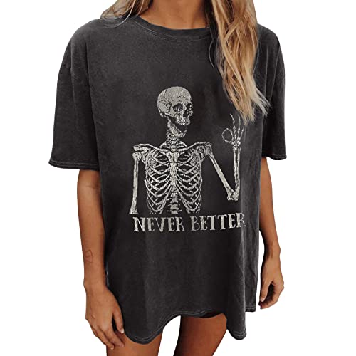 Image of Summer Y2k Tops for Womens, Casual Vintage Short Sleeve T-Shirt, Girls Oversize Loose Round Neck Elastic Tee