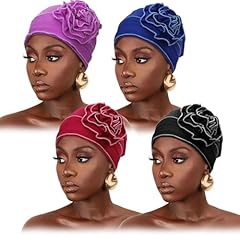4 Pcs Flower Hat: Purple, Royal Blue, Burgundy, Black