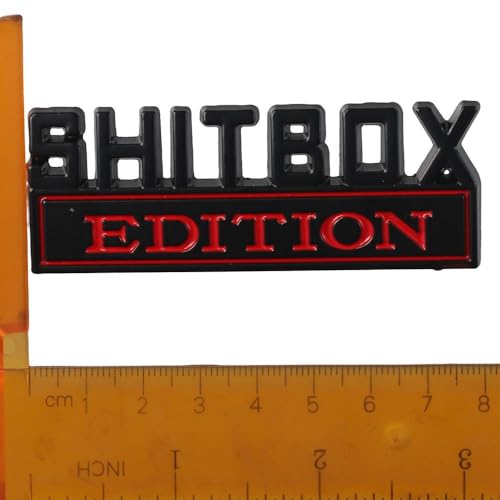 Image of BYOBYO 2Pcs Shitbox Edition Emblems, 3D Letter Car Emblem Badge Metal Logo Auto Sticker Decal, Self-Adhesive Fender Badge Decal Stickers Replacement for Most Car Truck SUV, 3.15*1.18in