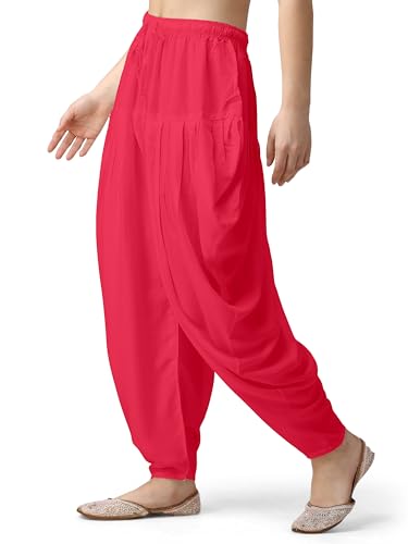 Image of Mehrang Loose Fit Rayon Dhoti Pant for Women Patiala Slawar Bottom Wear Harem Pants, Waist Free Size (26 Inch to 38 Inch)