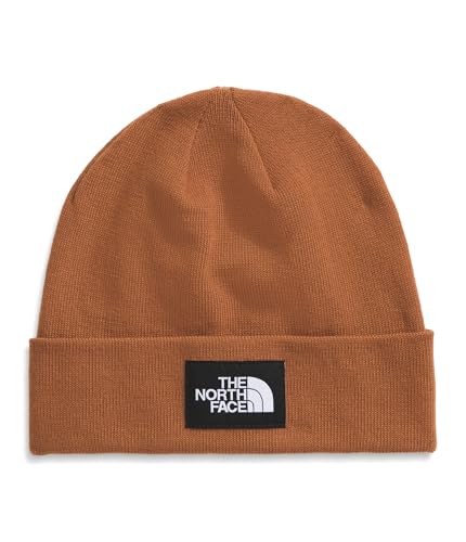 The North Face Dock Worker Recycled Beanie | Deep Fit Cuffed Winter Hat for Men & Women with Woven Logo Patch Burnt Umber One Size