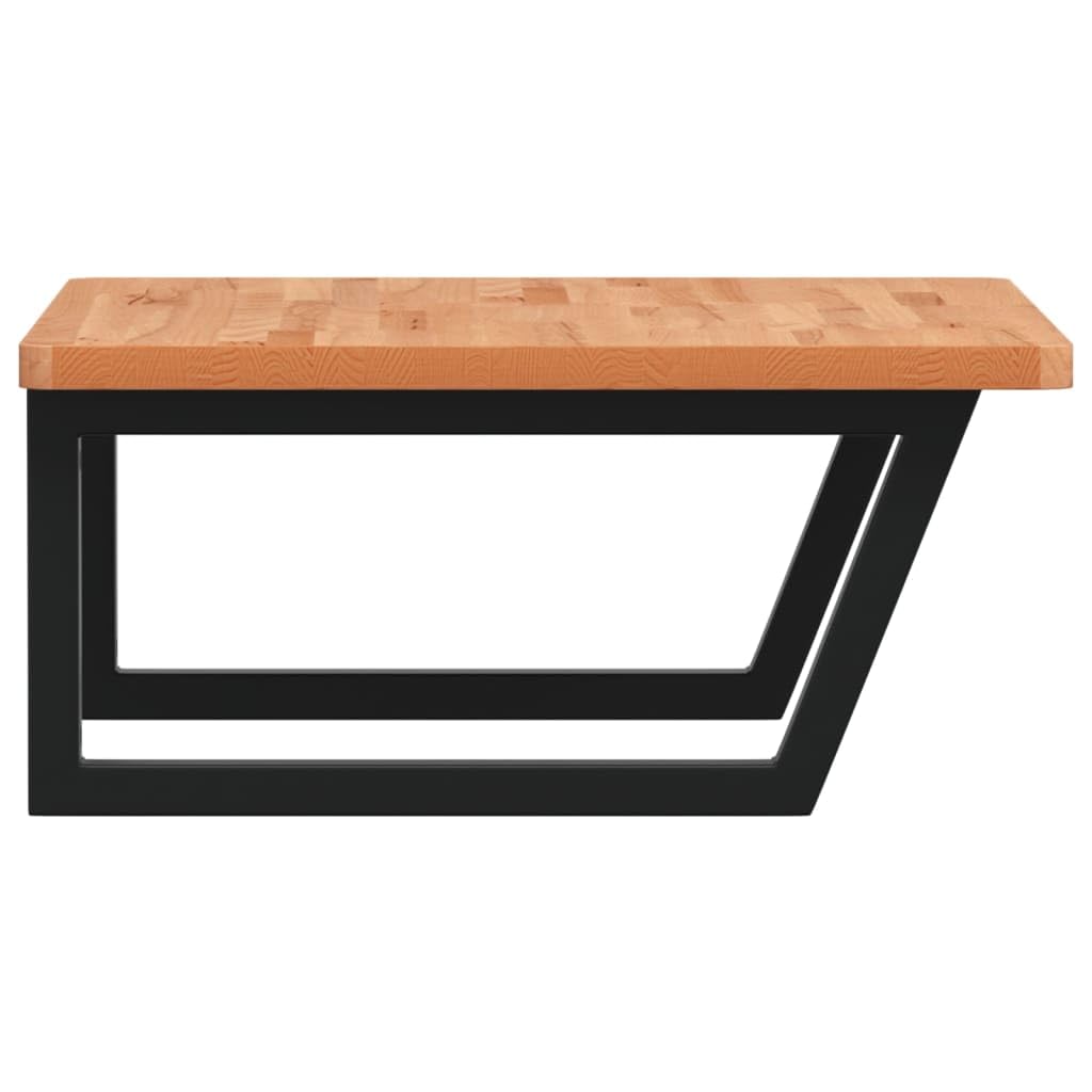 Scaffale per lavandino, montaggio a parete, in acciaio e legno massello di faggio, 60 x 60 x 2,5 cm, nero, stabile supporto trapezoidale, salvaspazio, con vano portaoggetti per bagno, WC degli