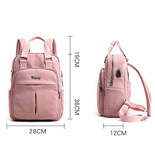 Moda Feminina Lona Mochila Ombro Bolsa Casual Esporte Trabalho Bolsa Sacola - Rosa