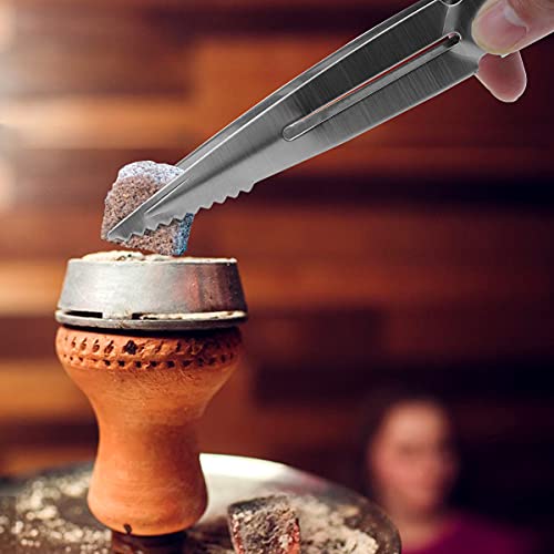 DFESKAH Shisha Zangen Set 2 Stück, silberne Kohle Zange aus Edelstahl, Tabakzange mit Lochstecher, Hookah Wasserpfeife… – Bild 7