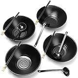 LuxLola - 4 Sets Ramen Bowl, 34oz, With Spoons, Black And Gold Chopsticks, Melamine Material, Noodle...