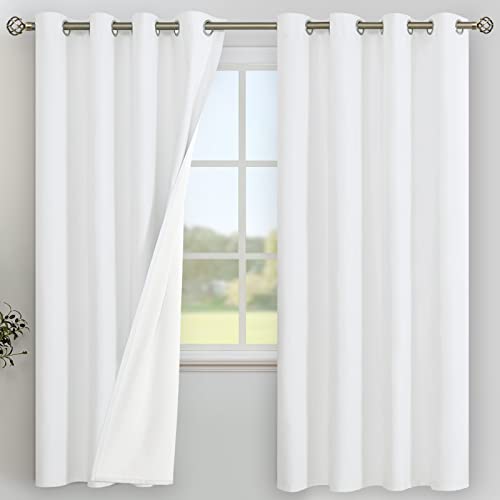 Image of YoungsTex White Linen 100% Blackout Curtains 78 Inch Length for Bedroom, Thermal Insulated Drapes with Grommet Room Darkening Energy Saving for Living Room, 2 Panels, 52 X 78 Inch