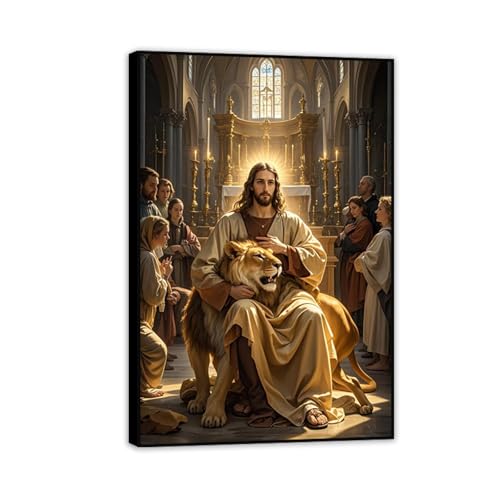 Jésus Roi Lion affiche chrétienne tableau Jésus Lion Agneau 30x20cm décoration salon