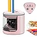 Elektrischer Bleistiftspitzer mit Behälter, batteriebetrieben, rutschfest, Doppelloch, elektrischer automatischer Spitzer für Zuhause, Schule, Büro, Kinder und Mädchen, Rosa