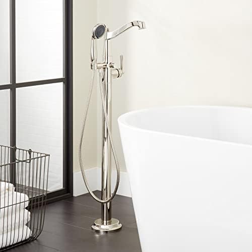 Signature Hardware 448454 Pendleton Floor Mounted Tub Filler Faucet - Includes Hand Shower, Less Valve - Polished Nickel